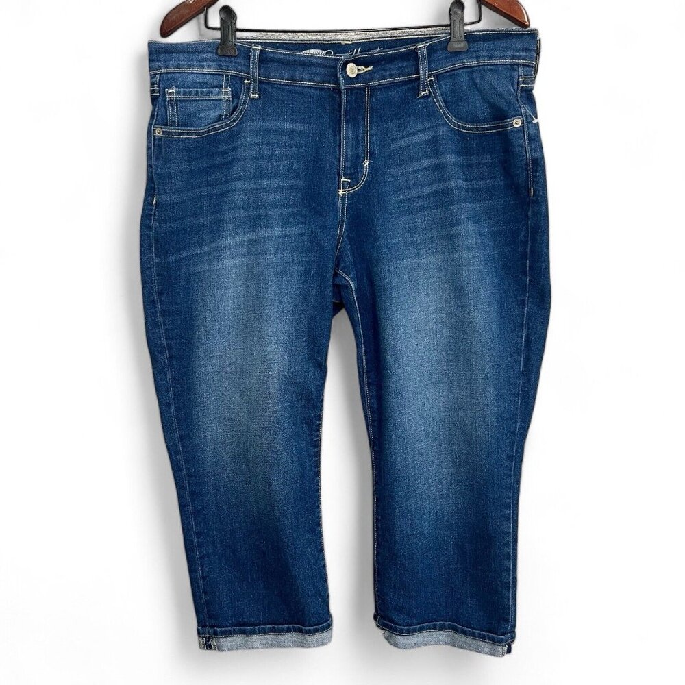 Old Navy Jeans Womens 12 Blue Sweetheart Capri Stretch Cotton Denim Mid Rise